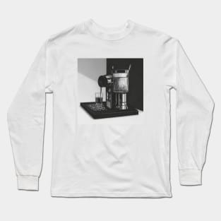 Coffee Vintage Monochrome Pointillism Machine Long Sleeve T-Shirt